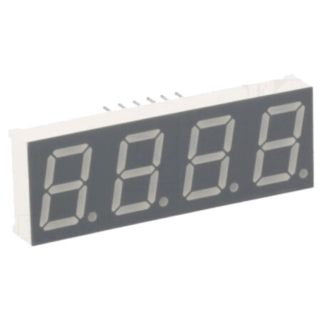 Afişaj: LED; cu 7 segmente; 13,2mm; 0,52"; Nr.car: 4; roşie; catod