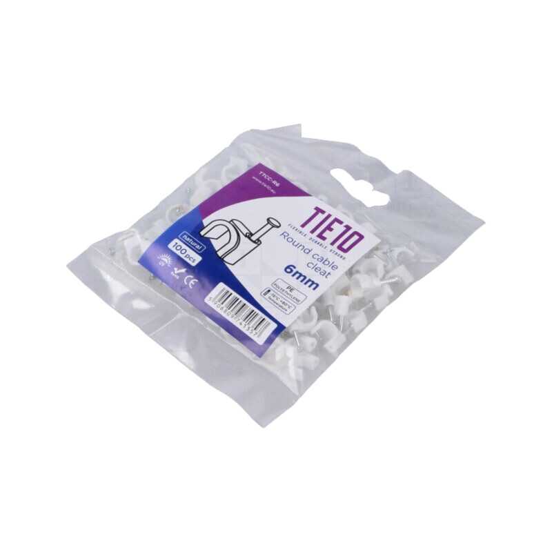 Element de susţinere; natural; pe cablu rotund; 100buc; cu cui