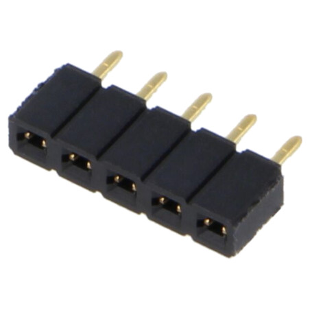 Conector: şiruri pini; mamă; PIN: 5; 2,54mm; aurit; THT; soclu