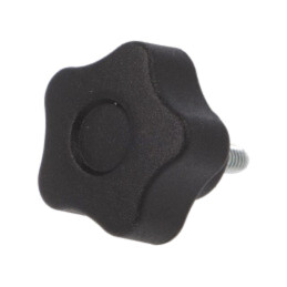 Buton de reglare; Ø: 25mm; Filet ext: M4; 10mm; H: 19mm; Capac: negru