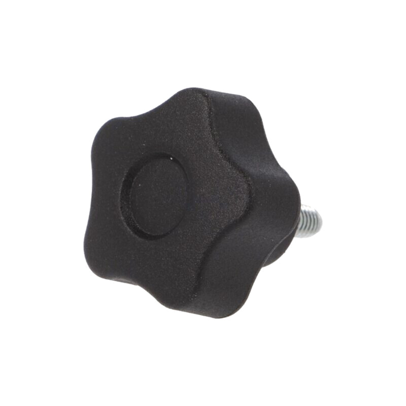Buton de reglare; Ø: 25mm; Filet ext: M4; 10mm; H: 19mm; Capac: negru Buton de reglare; Ø: 25mm; Filet ext: M4; 10mm; H: 19mm; Capac: negru
