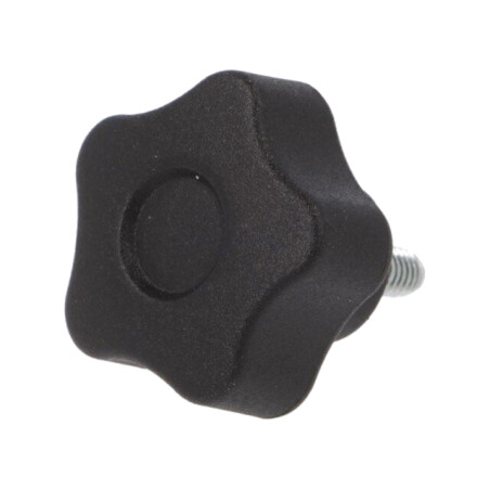 Buton de reglare; Ø: 25mm; Filet ext: M4; 10mm; H: 19mm; Capac: negru