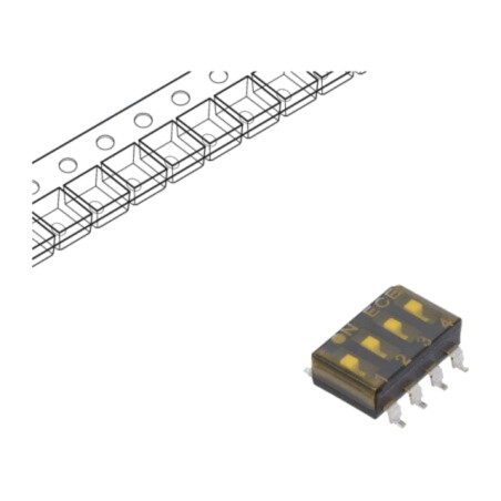 Comutator: DIP-SWITCH; Număr secţiuni: 4; OFF-ON; 0,025A/24VDC
