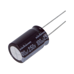 Condensator: electrolitic; THT; 100uF; 250VDC; Ø16x25mm; ±20%