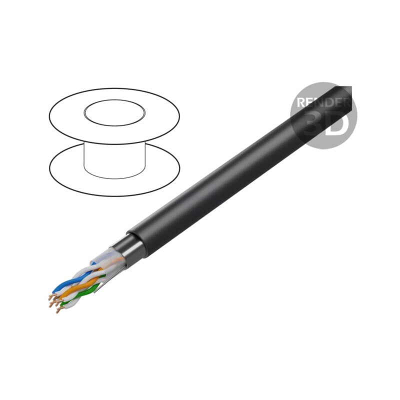 Cablu; BiTLAN,F/UTP; 4x2x24AWG; 5e; sârmă; Cu; polietilenă; negru Cablu; BiTLAN,F/UTP; 4x2x24AWG; 5e; sârmă; Cu; polietilenă; negru
