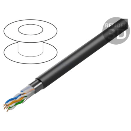 Cablu; BiTLAN,F/UTP; 4x2x24AWG; 5e; sârmă; Cu; polietilenă; negru