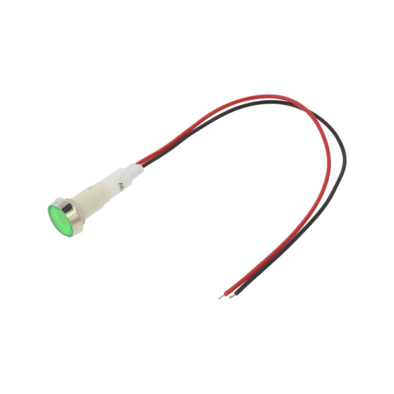Lampă de control: LED; plată; verde; 12VDC; 12VAC; Ø10mm; plastic