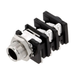 Conector: Jack 6,3mm; soclu; mamă; stereo,cu întrerupător triplu
