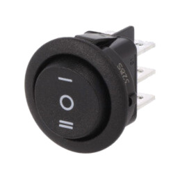 ROCKER; DP3T; Poz: 3; ON-OFF-ON; 10A/250VAC; neagră; fără; MR-3; 20mΩ