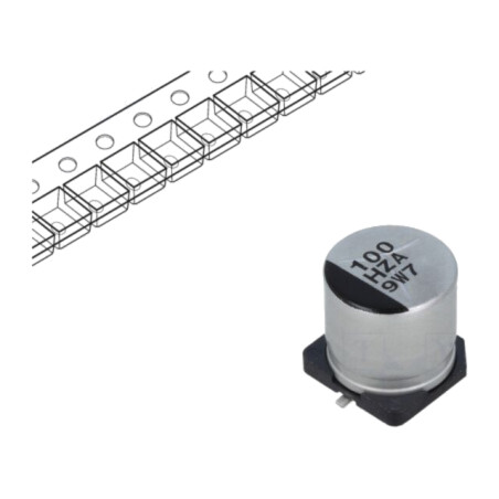Condensator: hibrid; 100uF; 50VDC; ESR: 28mΩ; ZA; SMD; ±20%; 10000h