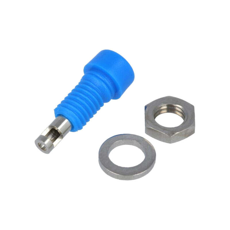 Conector: banană 2mm; soclu; 10A; 60VDC; Lung.tot: 17mm; albastră