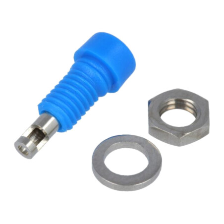 Conector: banană 2mm; soclu; 10A; 60VDC; Lung.tot: 17mm; albastră