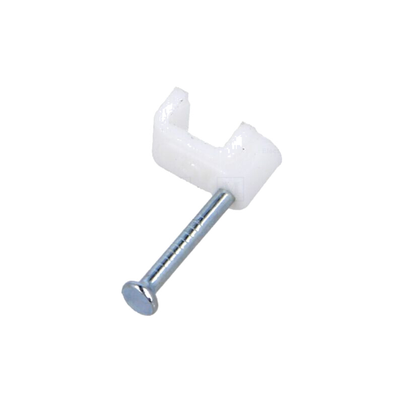Element de susţinere; natural; pentru cablu plat; 100buc; cu cui Element de susţinere; natural; pentru cablu plat; 100buc; cu cui