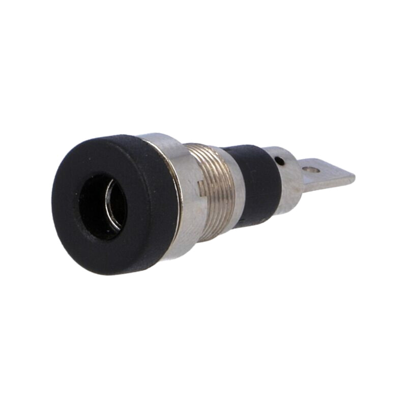 Conector: banană 4mm; soclu; 24A; 60VDC; neagră; nichelat; pe panou Conector: banană 4mm; soclu; 24A; 60VDC; neagră; nichelat; pe panou