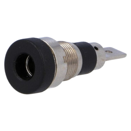 Conector: banană 4mm; soclu; 24A; 60VDC; neagră; nichelat; pe panou