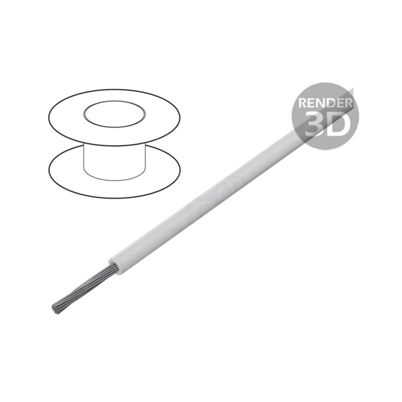 Cablu; litat; Cu; 20AWG; PVC; alb; 600V; 30m; CPR: fără clasificare Cablu; litat; Cu; 20AWG; PVC; alb; 600V; 30m; CPR: fără clasificare