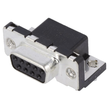 D-Sub; PIN: 9; soclu; mamă; pentru PCB,clichet PCB; în unghi 90°