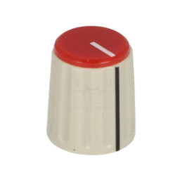 Buton rotativ; cu indicator; ABS; Øax: 6mm; Ø15,3x18mm; gri; roşu