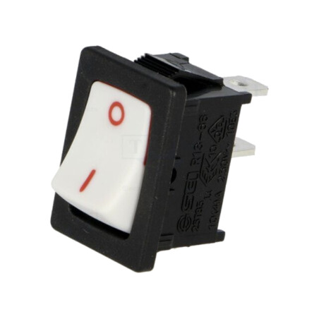 ROCKER; SPST; Poz: 2; ON-OFF; 10A/250VAC; albă-roşie; fără; 50mΩ