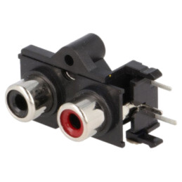 Conector: RCA; soclu; mamă; duble; în unghi 90°; THT; nichelat