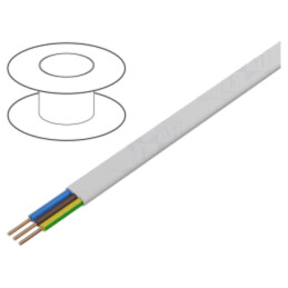 Cablu; YDY; 3G1mm2; plată; sârmă; Cu; PVC; alb; 300V,500V; 100m