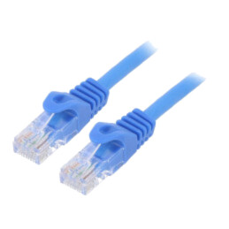 Patch cord; U/UTP; 6; litat; CCA; PVC; albastru; 0,5m; 26AWG
