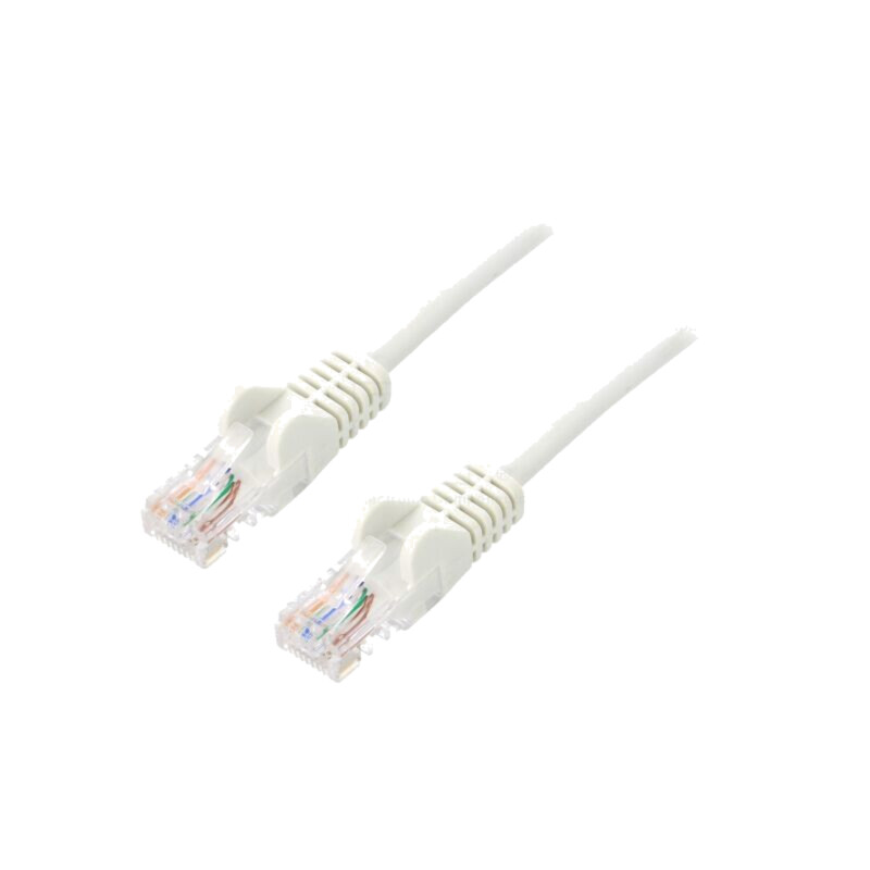 Patch cord; U/UTP; 5e; litat; CCA; PVC; alb; 2m; 27AWG