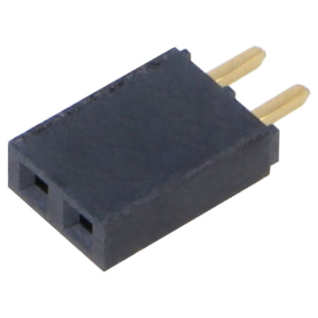 Conector: şiruri pini; mamă; PIN: 2; 2,54mm; aurit; THT; soclu; drept