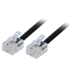 Cablu: pentru telefon; RJ11 mufă,din ambele părţi; 2m; negru