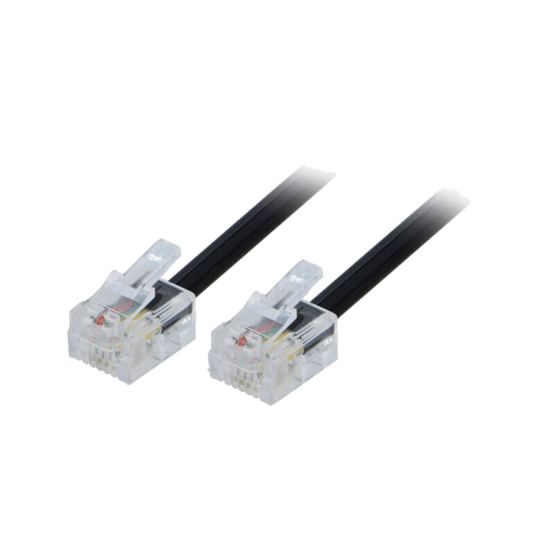 Cablu: pentru telefon; RJ11 mufă,din ambele părţi; 2m; negru Cablu: pentru telefon; RJ11 mufă,din ambele părţi; 2m; negru