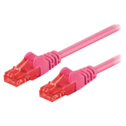 Patch cord; U/UTP; 6; litat; CCA; PVC; roz; 0,25m; 24AWG
