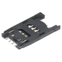 Conector: pentru carduri; SIM; cu mâner rabatabil; SMT; aurit