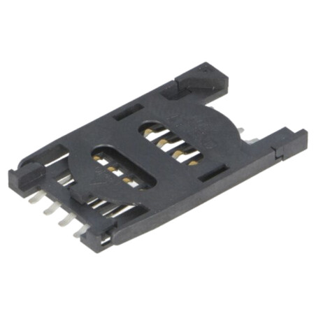 Conector: pentru carduri; SIM; cu mâner rabatabil; SMT; aurit