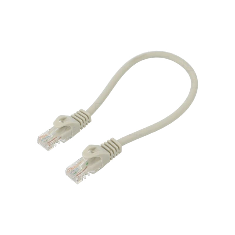 Patch cord; U/UTP; 6; litat; Cu; PVC; gri; 0,25m; 26AWG; Øcablu: 6,2mm Patch cord; U/UTP; 6; litat; Cu; PVC; gri; 0,25m; 26AWG; Øcablu: 6,2mm