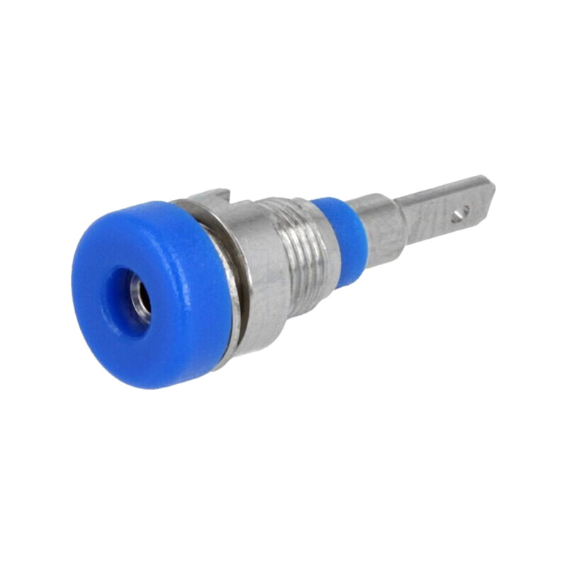 Conector: banană 2mm; soclu; 10A; 23mm; albastră; Placare: nichelat Conector: banană 2mm; soclu; 10A; 23mm; albastră; Placare: nichelat