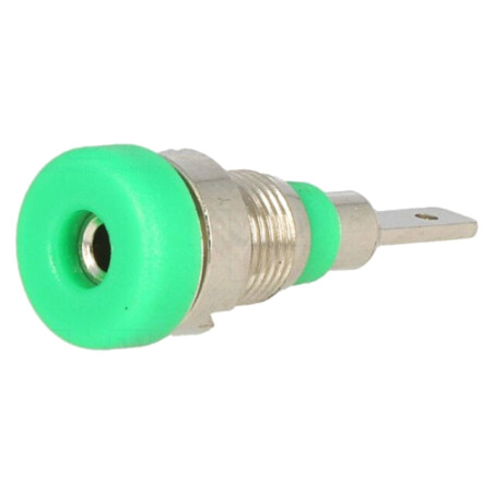 Conector: banană 2mm; soclu; 10A; 23mm; verde; pe panou,înşurubare