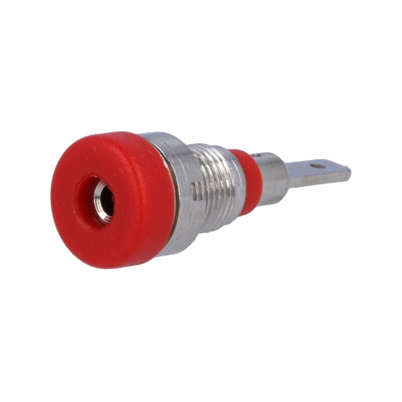 Conector: banană 2mm; soclu; 10A; 23mm; roşie; pe panou,înşurubare Conector: banană 2mm; soclu; 10A; 23mm; roşie; pe panou,înşurubare