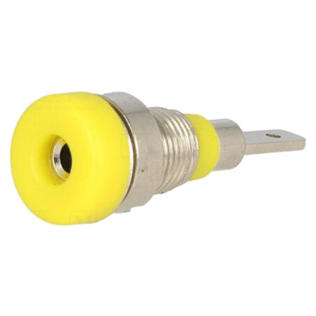 Conector: banană 2mm; soclu; 10A; 23mm; galbenă; Placare: nichelat