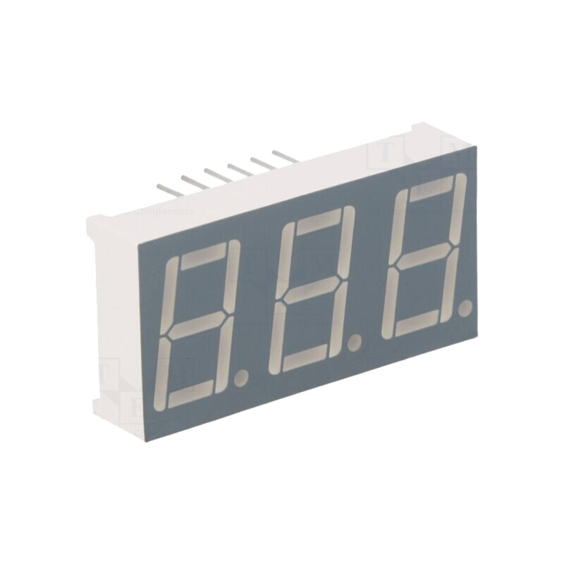 Afişaj: LED; cu 7 segmente; 14,2mm; 0,56"; Nr.car: 3; roşie; catod Afişaj: LED; cu 7 segmente; 14,2mm; 0,56"; Nr.car: 3; roşie; catod