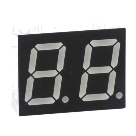 Afişaj: LED; cu 7 segmente; 14,2mm; 0,56"; Nr.car: 2; galben-verde