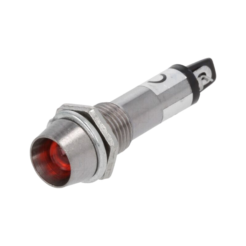 Lampă de control: LED; concav; roşie; 12VDC; Ø8,2mm; IP40; pt.lipit