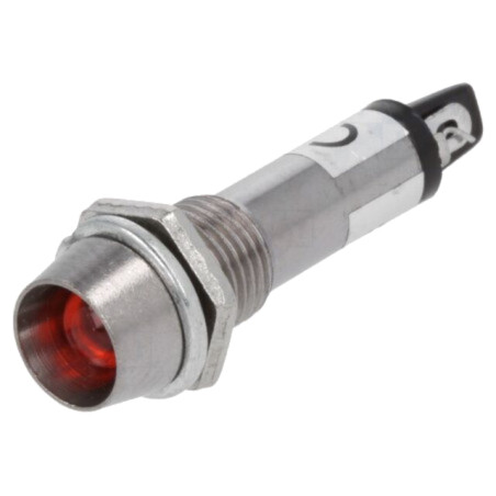 Lampă de control: LED; concav; roşie; 12VDC; Ø8,2mm; IP40; pt.lipit
