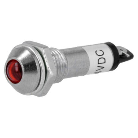 Lampă de control: LED; convex; roşie; 24VDC; Ø8,2mm; IP40; pt.lipit
