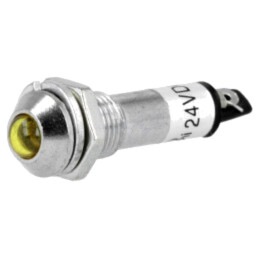 Lampă de control: LED; convex; galbenă; 24VDC; Ø8,2mm; IP40; metal