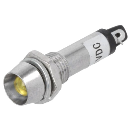 Lampă de control: LED; concav; galbenă; 24VDC; Ø8,2mm; IP40; metal