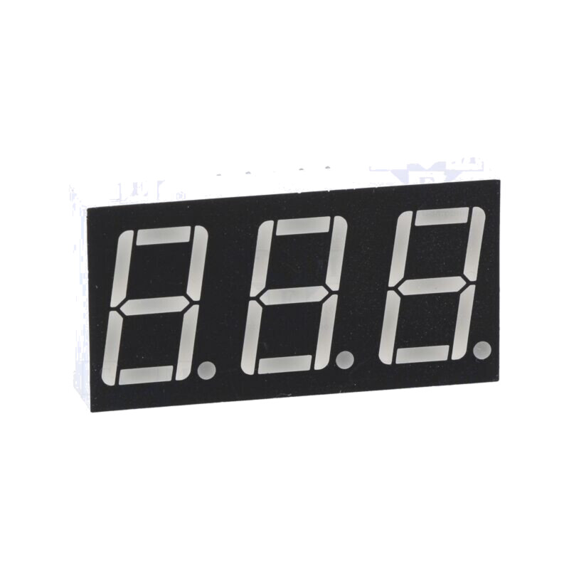 Afişaj: LED; cu 7 segmente; 14,22mm; 0,56"; Nr.car: 3; verde; 6,5mcd