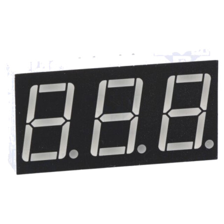 Afişaj: LED; cu 7 segmente; 14,22mm; 0,56"; Nr.car: 3; verde; 6,5mcd