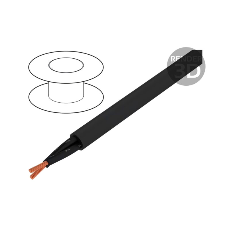 Cablu; BiT 500 BLACK FR; 2x0,75mm2; neecranat; 300V,500V; Cu