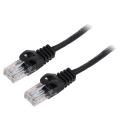 Patch cord; U/UTP; 5e; litat; CCA; PVC; negru; 1,5m; 26AWG; Fire: 8