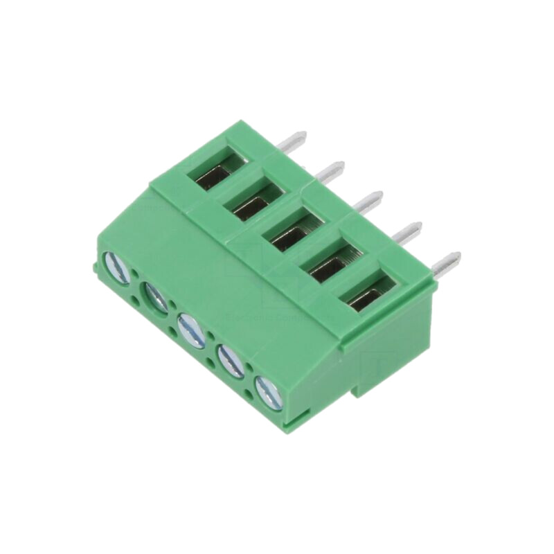 Regletă de conexiuni pt.PCB; în unghi 90°; 5,08mm; piste: 5; 16A Regletă de conexiuni pt.PCB; în unghi 90°; 5,08mm; piste: 5; 16A